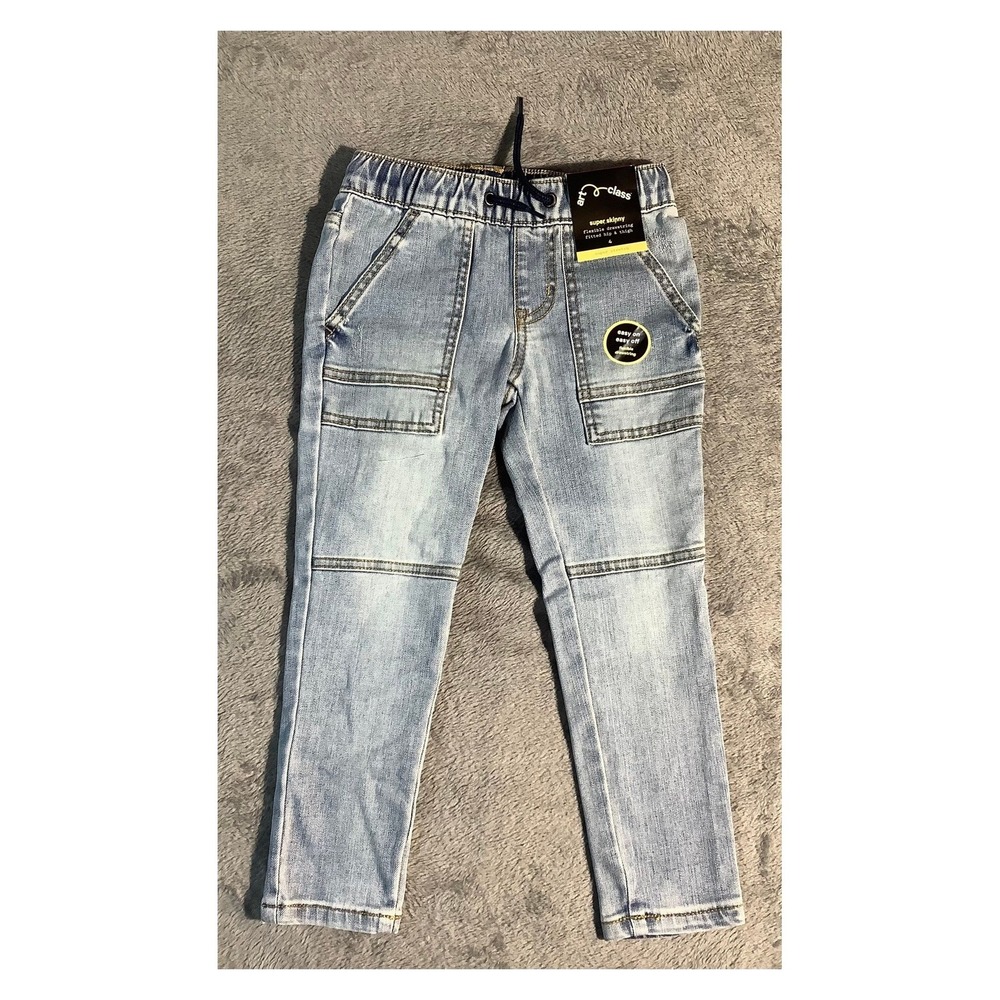 Art Class Boys Super Skinny Jeans‎ Size 4 Light Wash Stretch Drawstring NWT